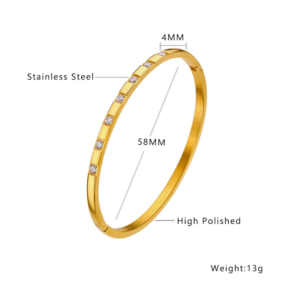 Wholesale Retro Fashion Zircon Gold Titanium Steel Bracelet